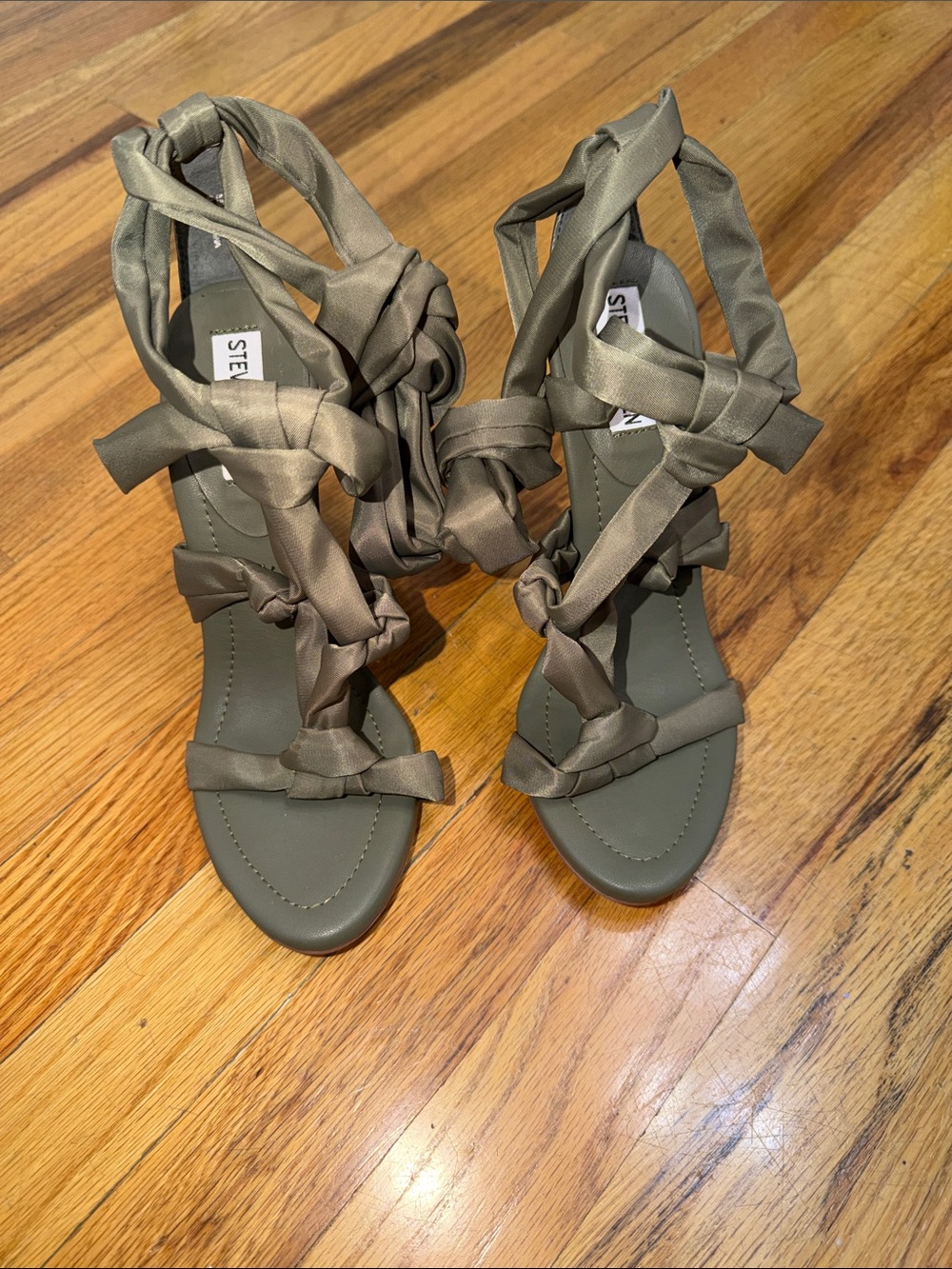 Steve Madden Olive Satin Gladiator Heeled Sandals